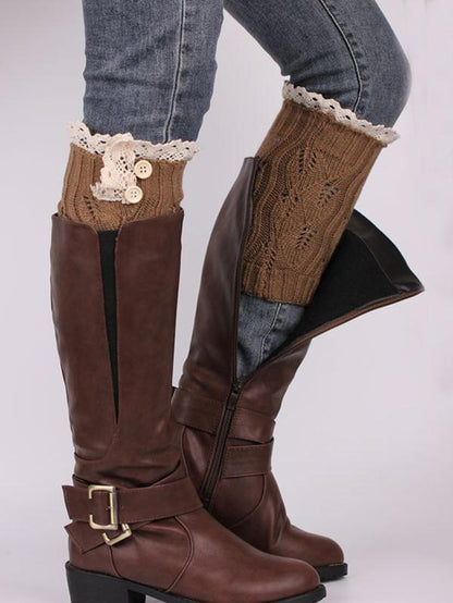 Lace Solid Color Knitting Ankle Socks