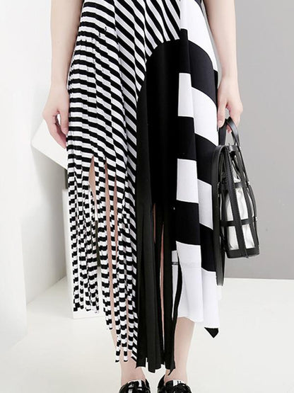 Original Asymmetric Striped Dress