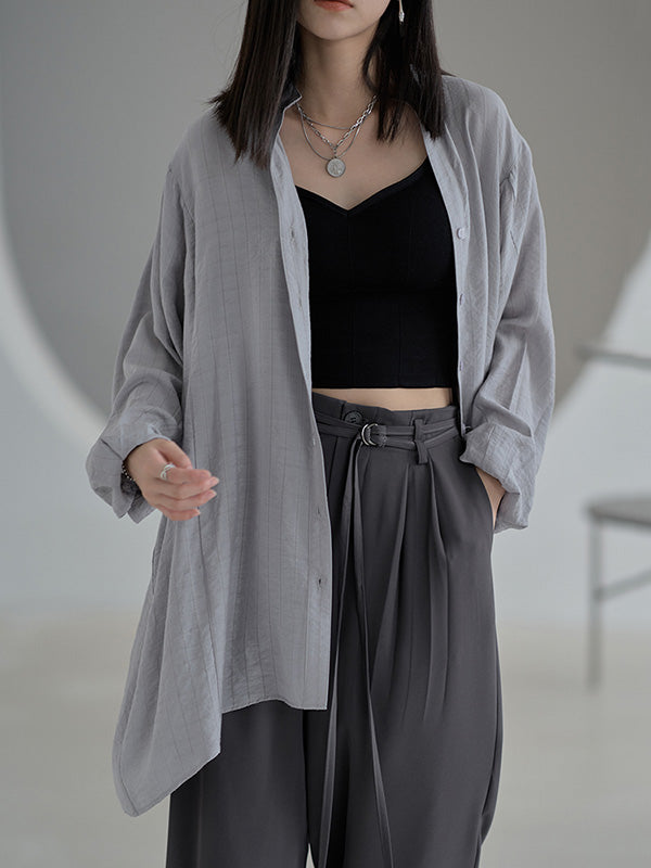 Casual Split-Back Sun Protection V-Neck Long Sleeves Blouses