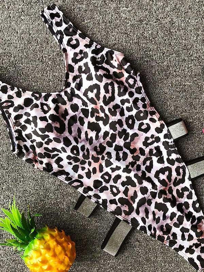 Bandage Plain One-piece Swimwear