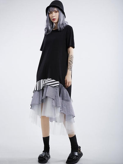 Mesh Split-joint Falbala Dress