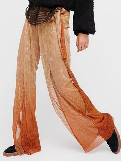 Pretty Asymmetry Gradient Wide Leg Bottom Casual Pants