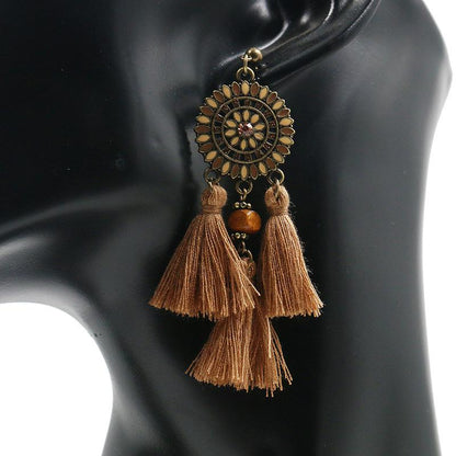Vintage ethnic style tassel earrings