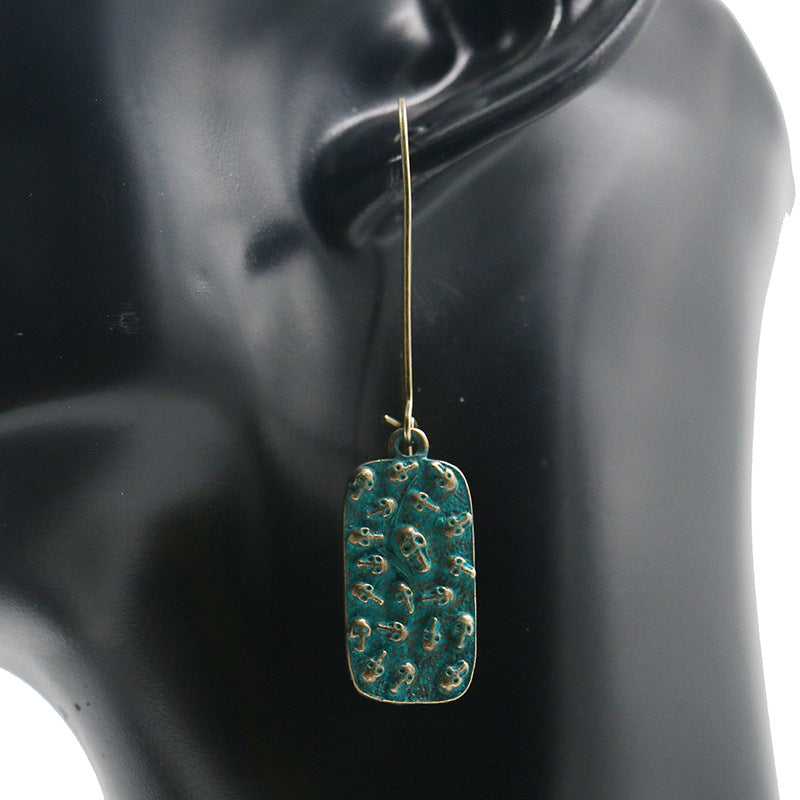 Popular skull retro green earrings factory
