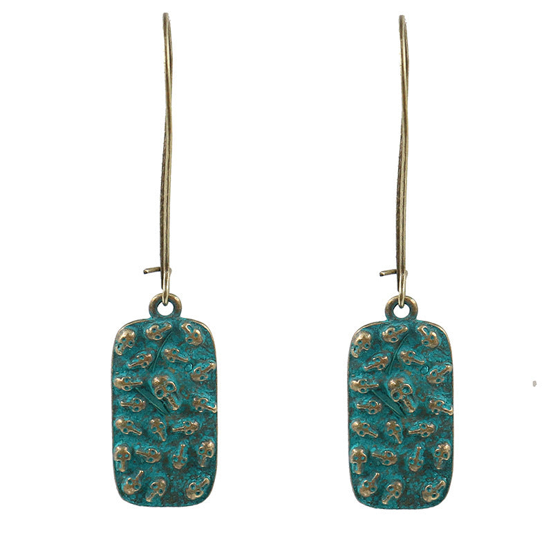 Popular skull retro green earrings factory