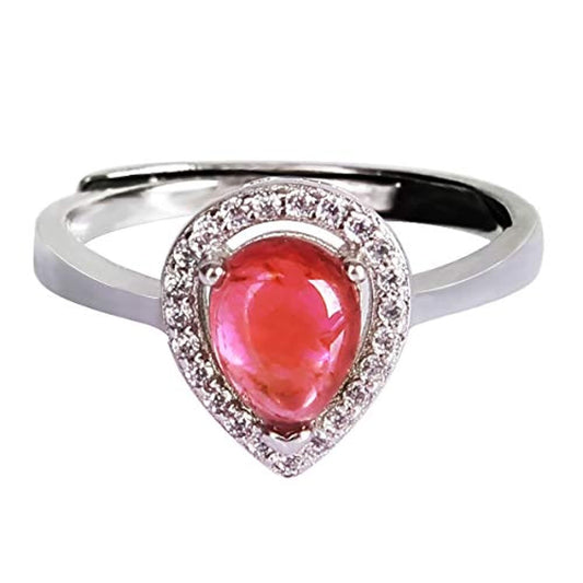Sterling Silver Rings for Women Natural Gemstone Ruby Handmade Solitaire Adjustable Ring