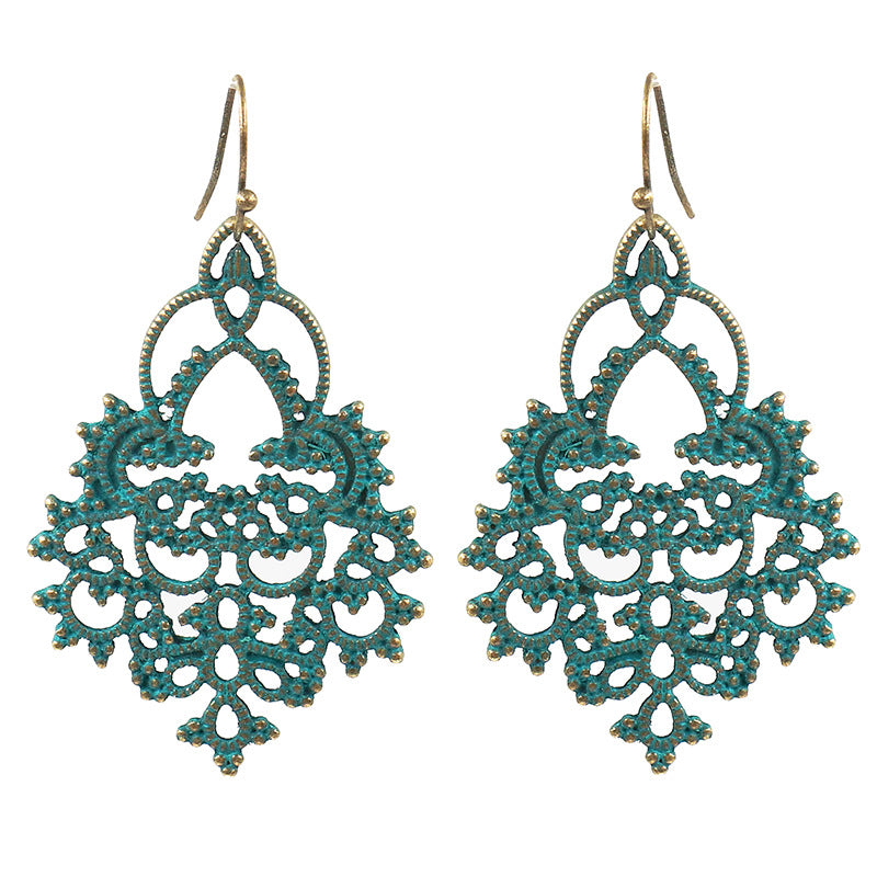 retro geometric hollowed-out earrings