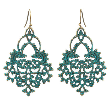 retro geometric hollowed-out earrings