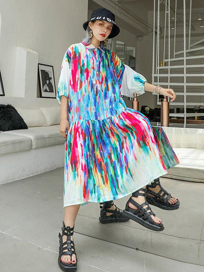 Casual Colorful Printed Long Dress