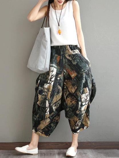 Floral Wide Leg Harem Pants Bottom