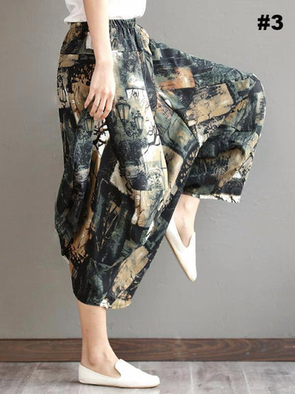 Floral Wide Leg Harem Pants Bottom