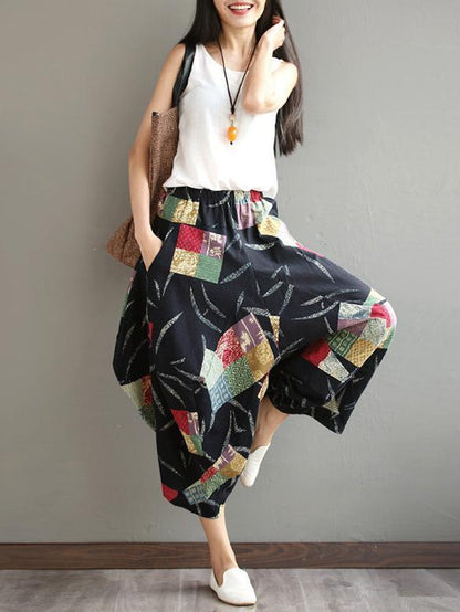 Floral Wide Leg Harem Pants Bottom