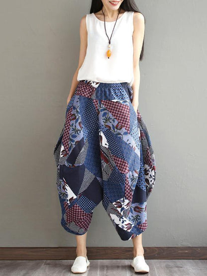 Floral Wide Leg Harem Pants Bottom