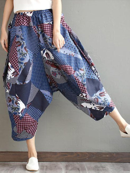 Floral Wide Leg Harem Pants Bottom