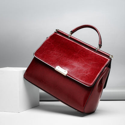genuine leather-in-water wax cowhide handbag