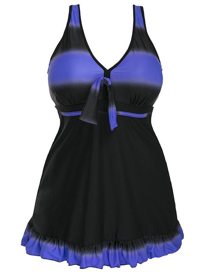 Gradient Stipes High Waist One Piece Swimwear