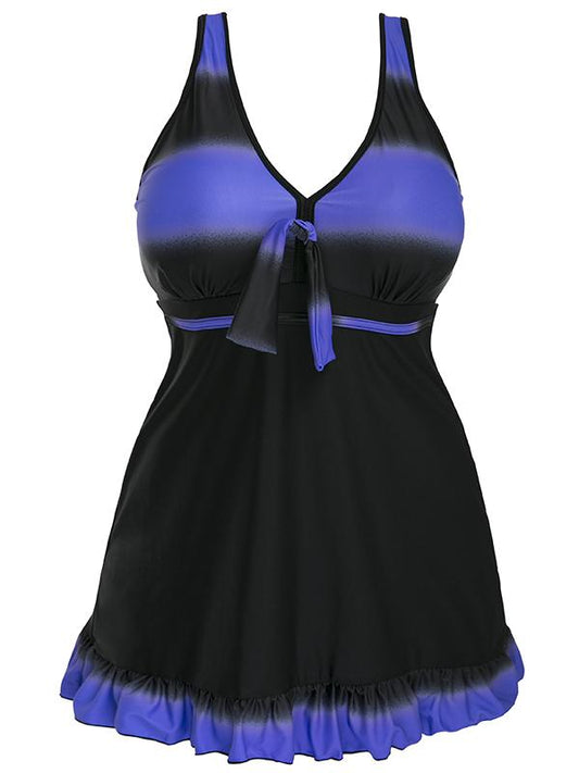Gradient Stipes High Waist One Piece Swimwear