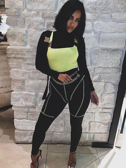 Contrast Trim Wide Waistband Yoga Leggings
