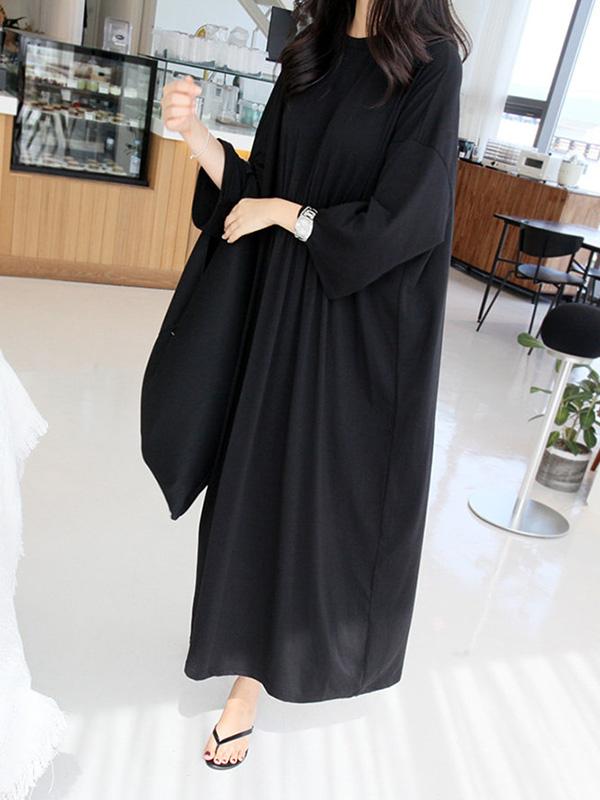 Leisure Plus Size Loose Solid Midi Dresses