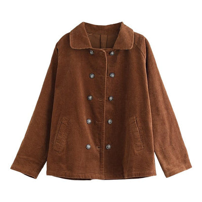 Buykud Double Breasted Pure Color Casual Coat