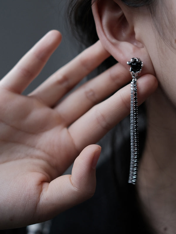 Rhinestone Contrast Color Tasseled Long Earrings Accessories