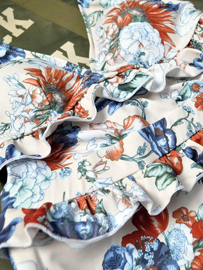 Floral Ruffle One Piece Swimsuit