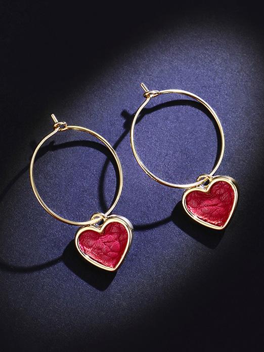 Red Heart Ear-ring Earrings