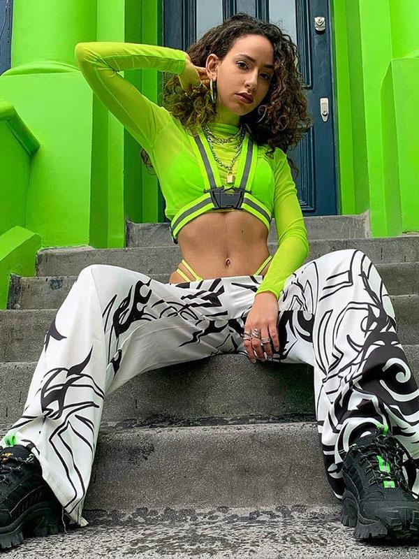 See-Through Green Casual Tee