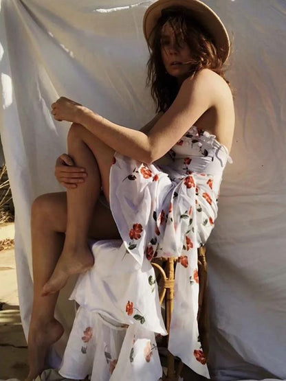 Vacation Strapless Printed Maxi Dress