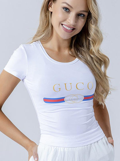 Wrap Printed Letters Quick Dry Sports Tees