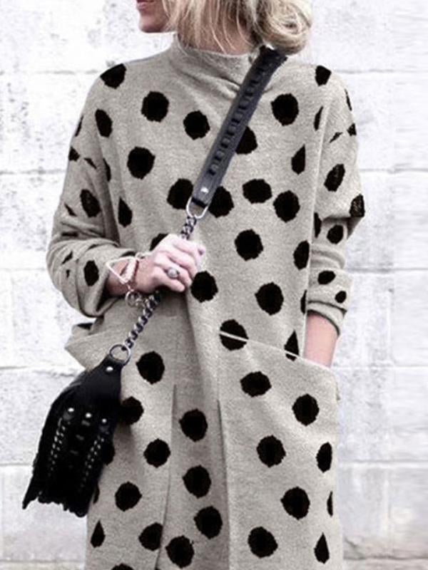 Polka-Dot Split-Joint Mini Dresses