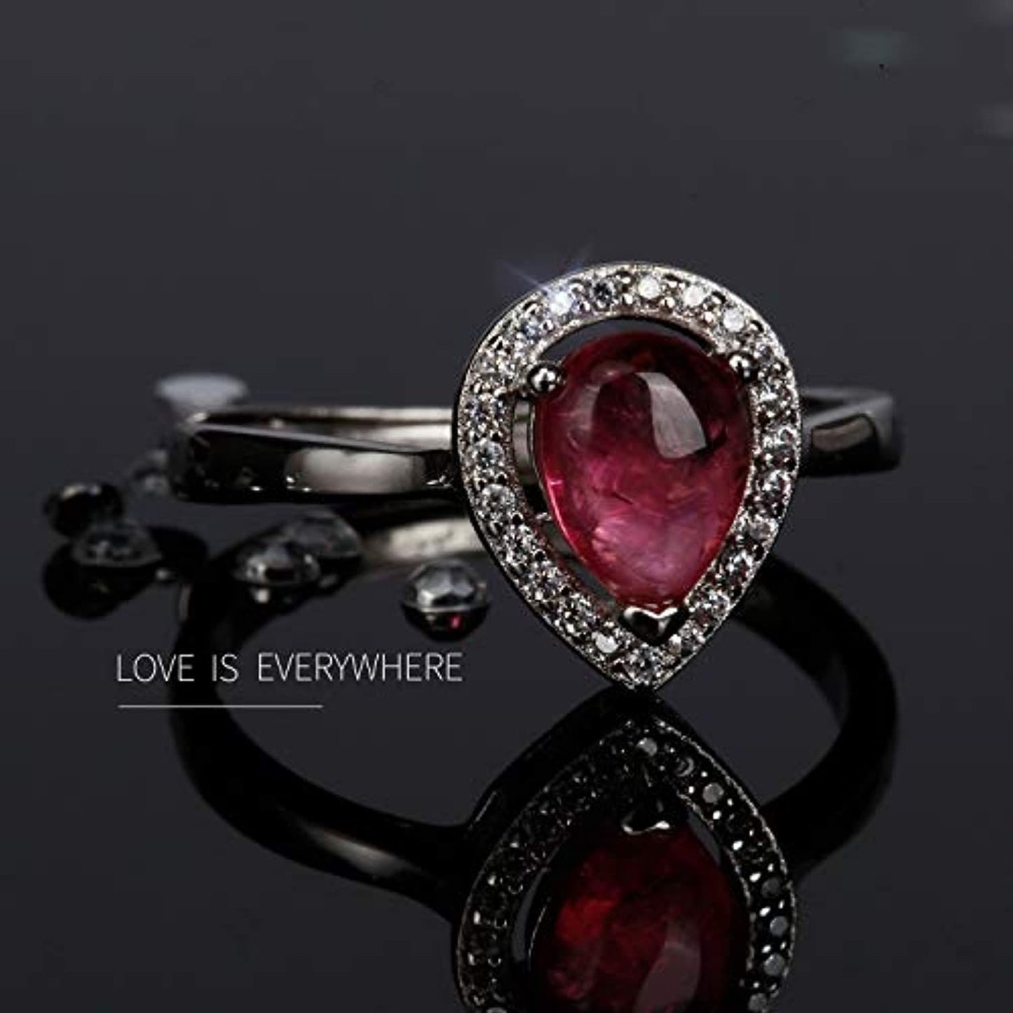 Sterling Silver Rings for Women Natural Gemstone Ruby Handmade Solitaire Adjustable Ring