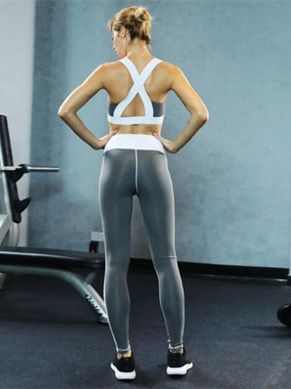 Soft Breathable Back Cross Bra & Sports Leggings