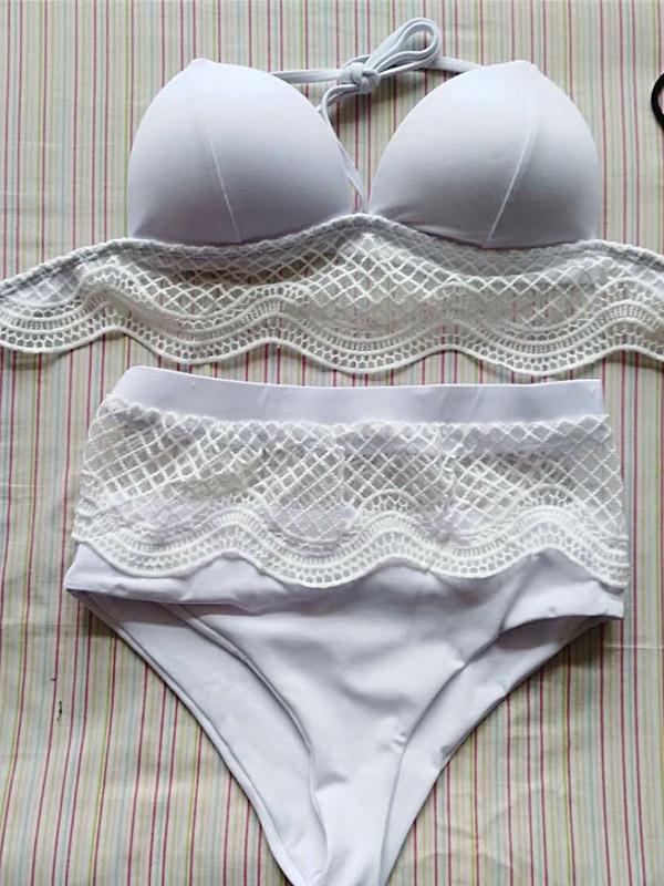 Sexy Solid Lace Bikini Set