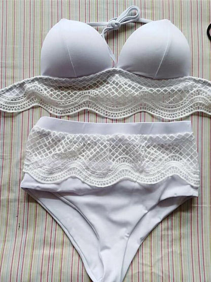 Sexy Solid Lace Bikini Set