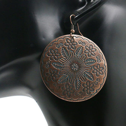 Vintage alloy big fashion flower long exaggeration earrings