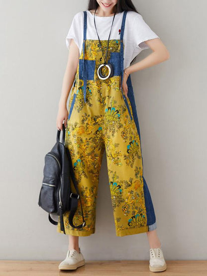 Multicolor Printed Wide Leg Jean Pants