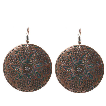 Vintage alloy big fashion flower long exaggeration earrings