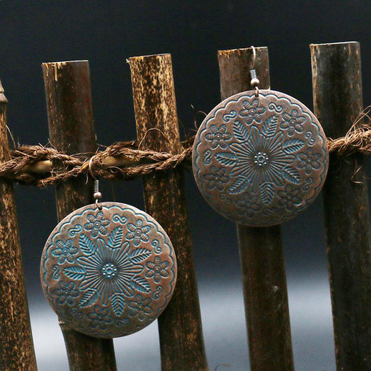 Vintage alloy big fashion flower long exaggeration earrings