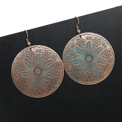 Vintage alloy big fashion flower long exaggeration earrings