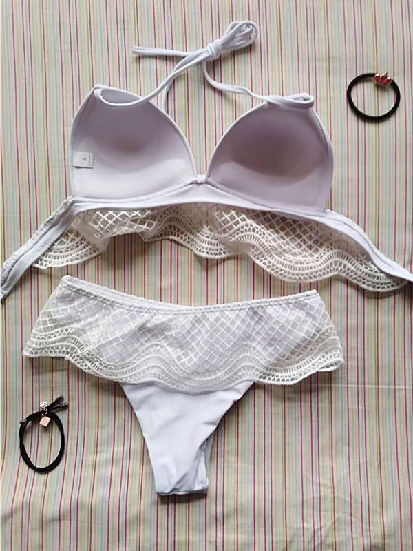 Sexy Solid Lace Bikini Set