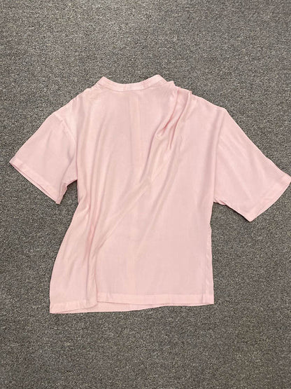 Stylish Asymmetric Round-Neck Solid Color Short Sleeves T-Shirt