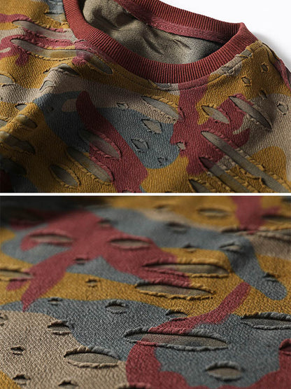 Fashion Split-Joint Camouflage Long Sleeves Sweatshirt Top