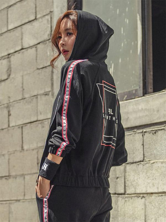 Letter Printed Zipper Sports Hoodies