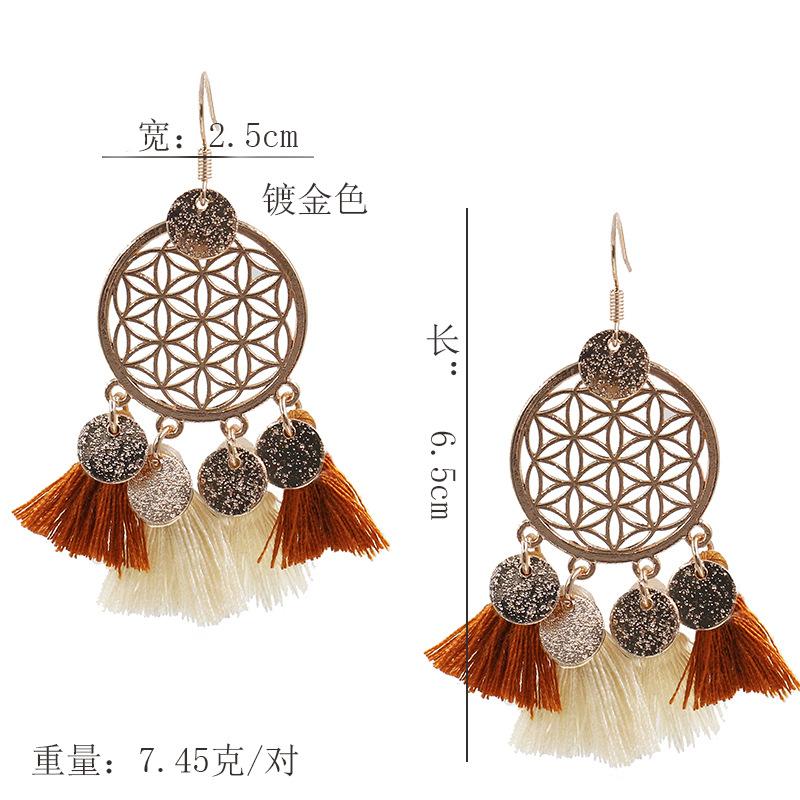 Alloy new circle long tassel Bohemian Earrings Wholesale