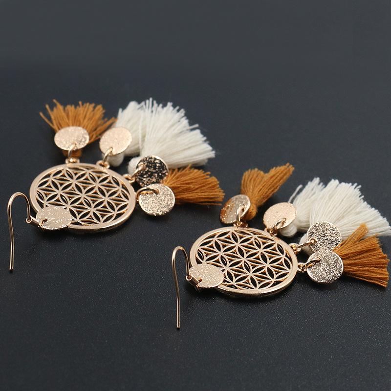 Alloy new circle long tassel Bohemian Earrings Wholesale
