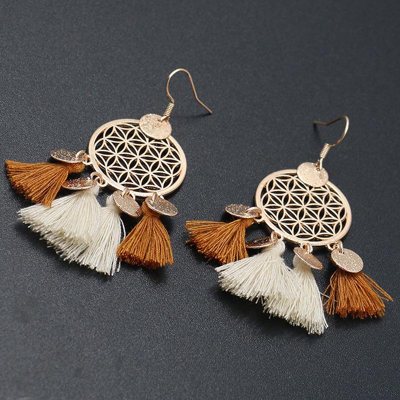 Alloy new circle long tassel Bohemian Earrings Wholesale