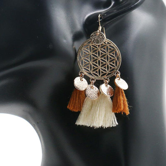 Alloy new circle long tassel Bohemian Earrings Wholesale