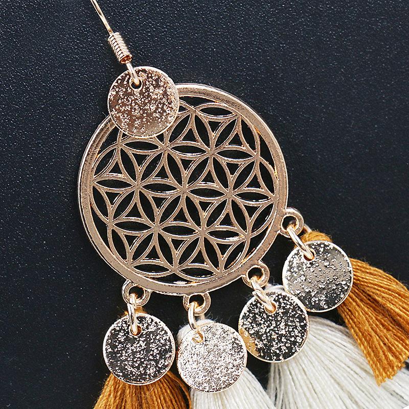 Alloy new circle long tassel Bohemian Earrings Wholesale