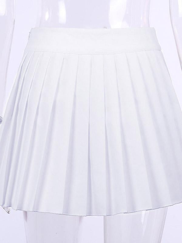 Solid Color A-Line Pleated Skirts